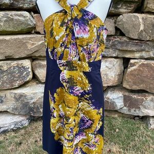NWT Purple/Gold/Pink Halter Dress. Originally 98. Size 10